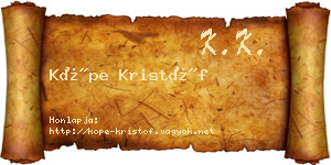 Köpe Kristóf névjegykártya